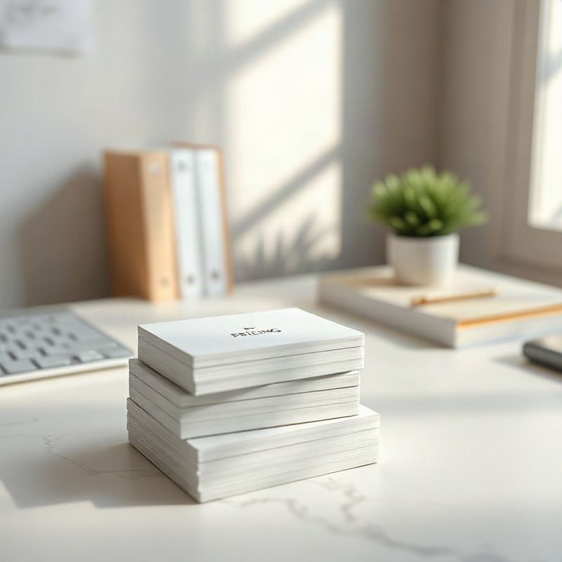 Trois cartes de formule tarifaire sur un bureau ardoise