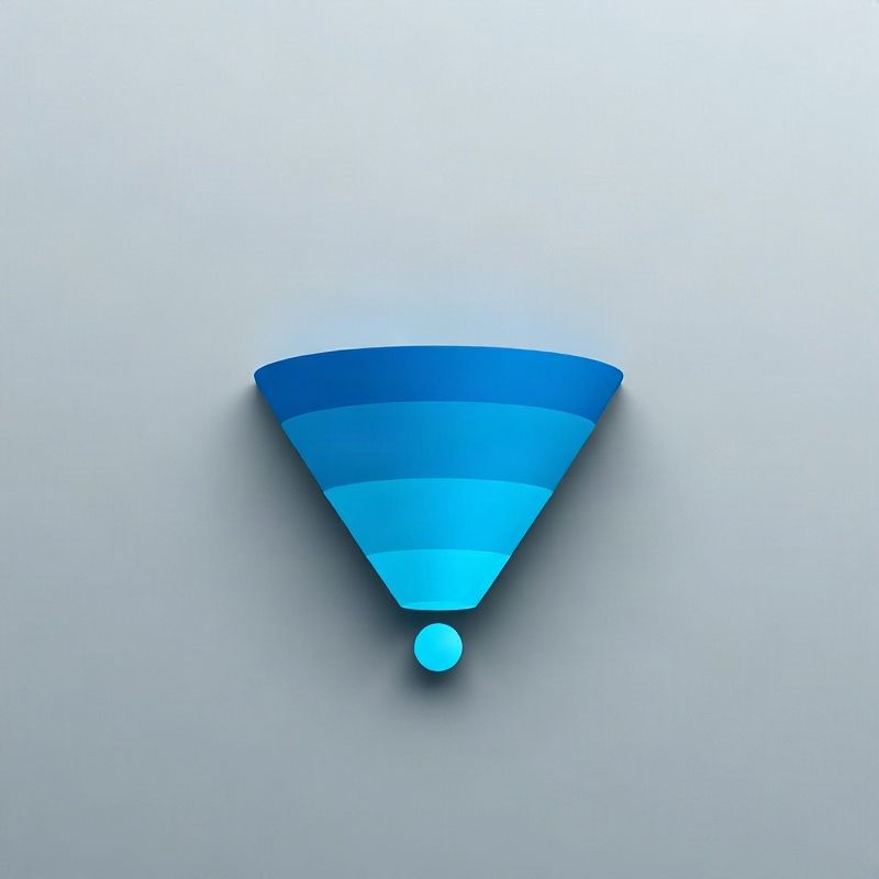 Illustration minimaliste d'un tunnel marketing en dégradé bleu
